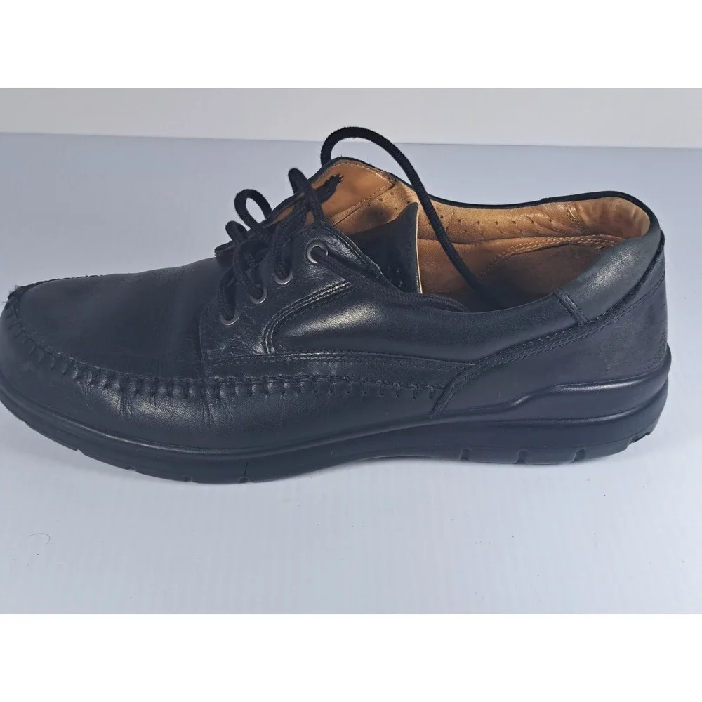 ECCO Mens Fusion Black Leather Moc Toe Oxford Lace Up Shoe Size 47 EU 13-13.5 US
